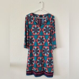 COPY - Nicole Blue Sheath Dress V-Neck 3/4 Sleeve Casual